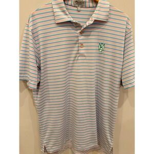 Peter Millar Summer Comfort Men's Golf Polo Shirt Striped Blue Pink Green Size M